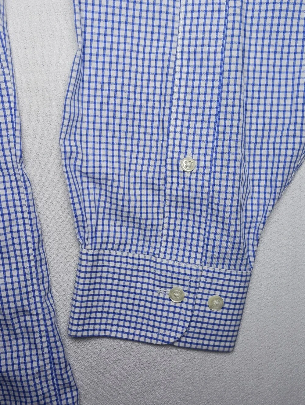 Brooks Brothers Mens Non Iron Dress Shirt XL 16.5-34/35 Blue Check Button Up